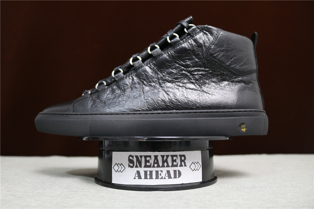 Updated Super Perfect Balenciaga Arena Leather Black High Sneakers