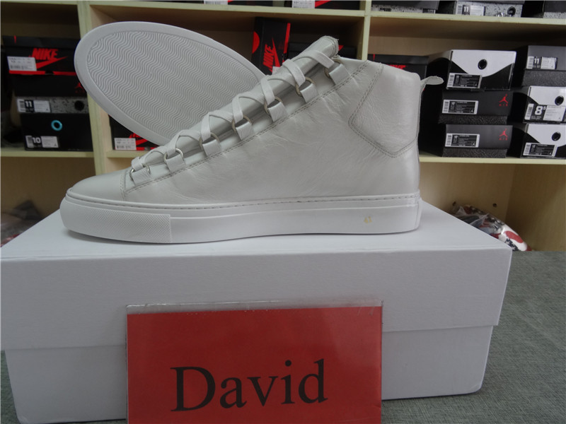 Updated Super Perfect Balenciaga Arena Leather White High Sneakers