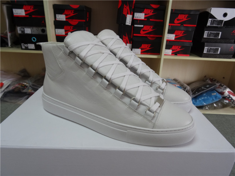 Updated Super Perfect Balenciaga Arena Leather White High Sneakers