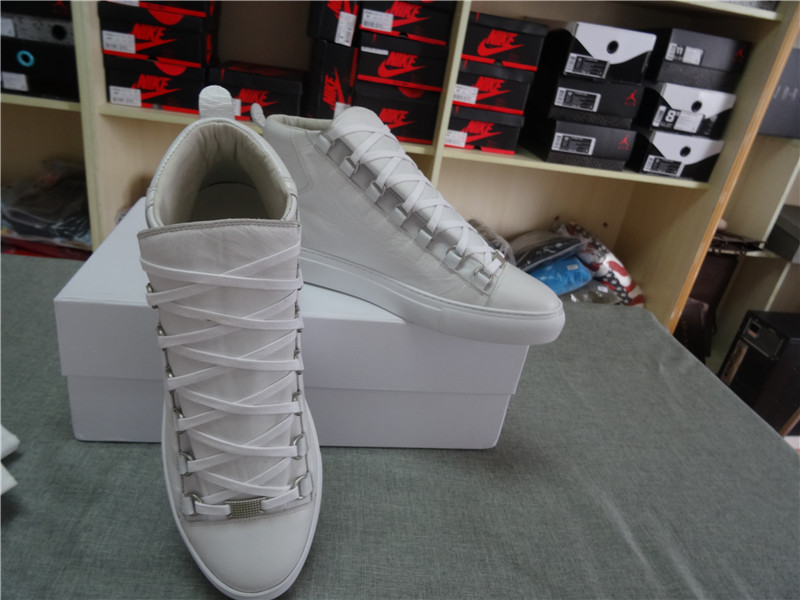 Updated Super Perfect Balenciaga Arena Leather White High Sneakers