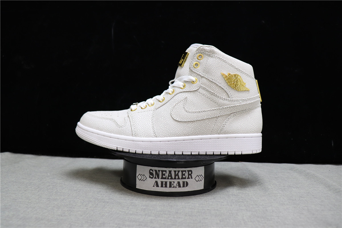 Authentic Air Jordan 1 High Pinnacle White Gold