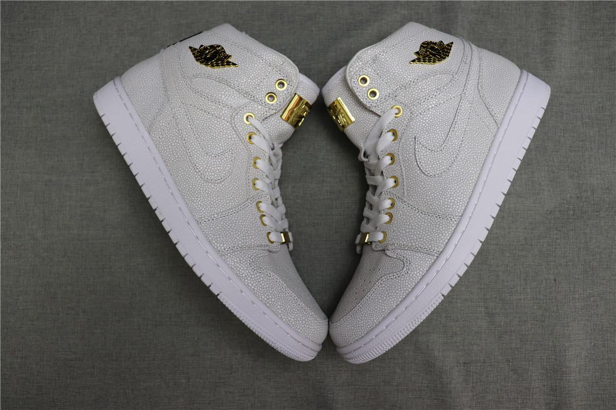 Authentic Air Jordan 1 High Pinnacle White Gold