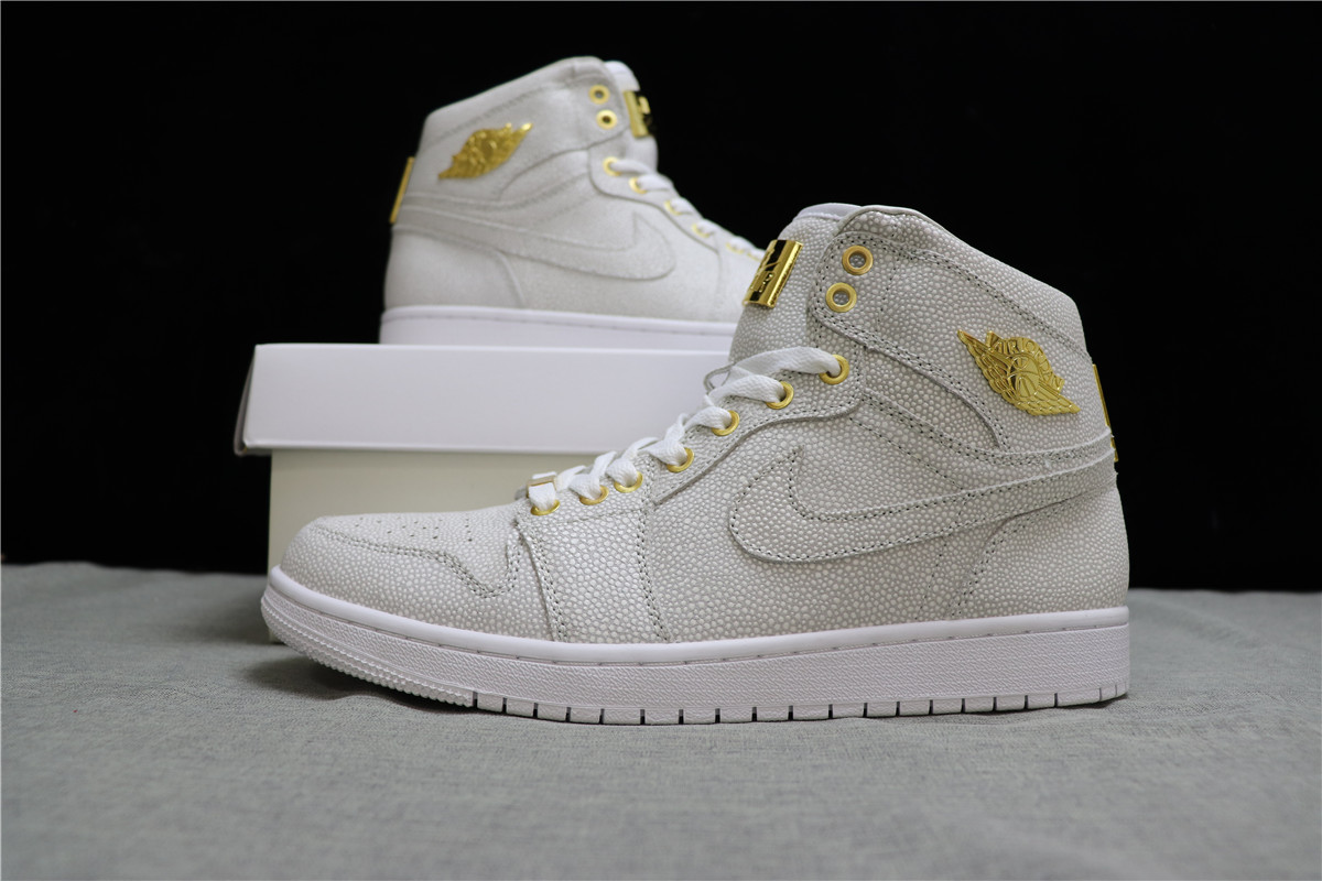 Authentic Air Jordan 1 High Pinnacle White Gold