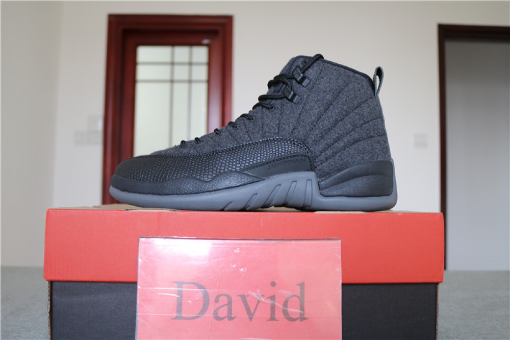 Authentic Air Jordan 12 Wool Grey Sliver Black