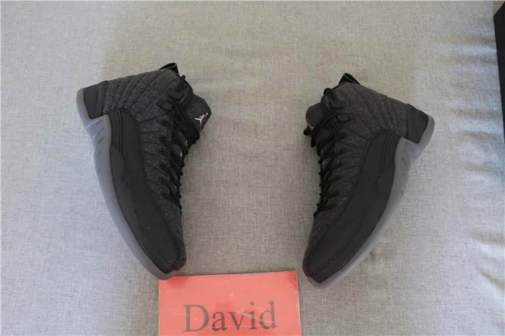 Authentic Air Jordan 12 Wool Grey Sliver Black