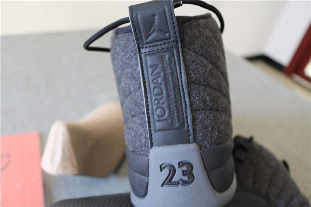 Authentic Air Jordan 12 Wool Grey Sliver Black