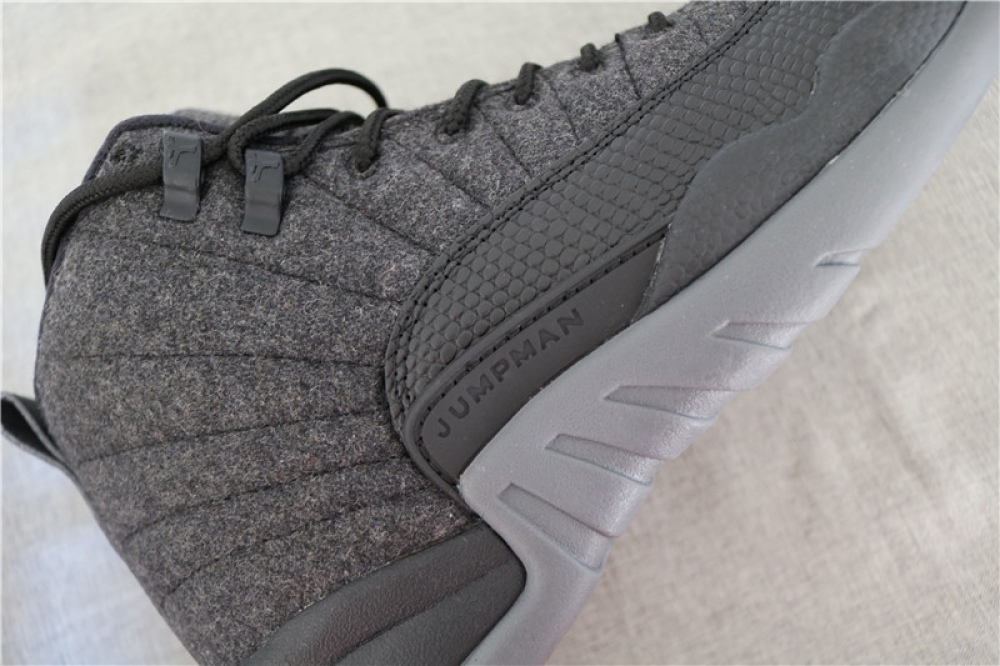 Authentic Air Jordan 12 Wool Grey Sliver Black