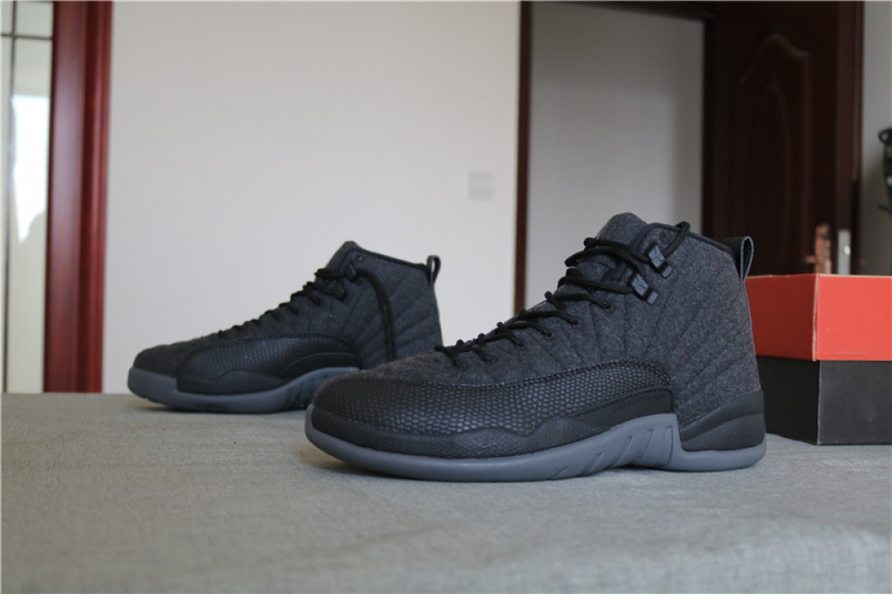 Authentic Air Jordan 12 Wool Grey Sliver Black