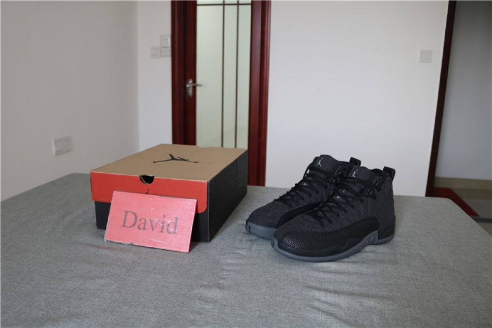 Authentic Air Jordan 12 Wool Grey Sliver Black