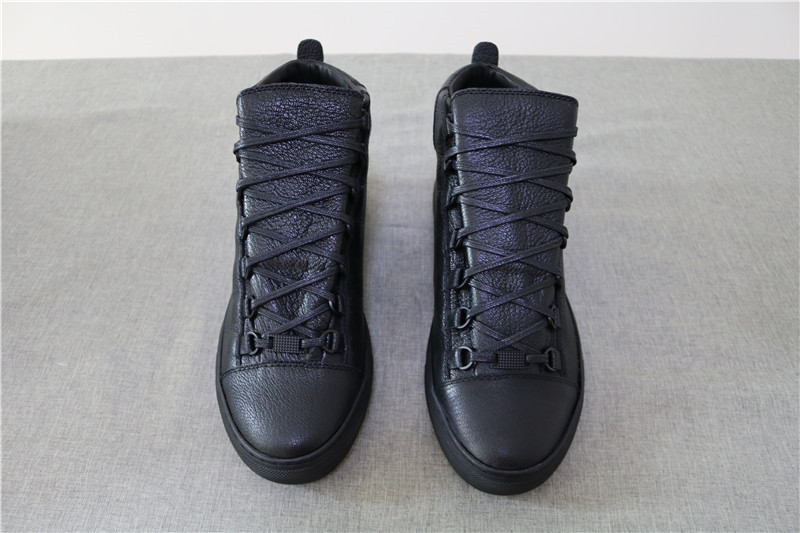 Super Perfect Balenciaga Arena Black Embossed Leather High Sneakers