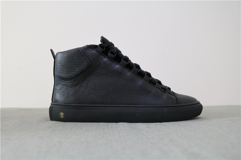 Super Perfect Balenciaga Arena Black Embossed Leather High Sneakers