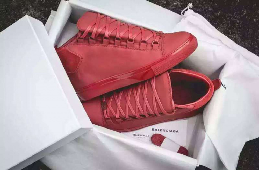 Super Perfect Balenciaga Arena Red Leather High Sneakers