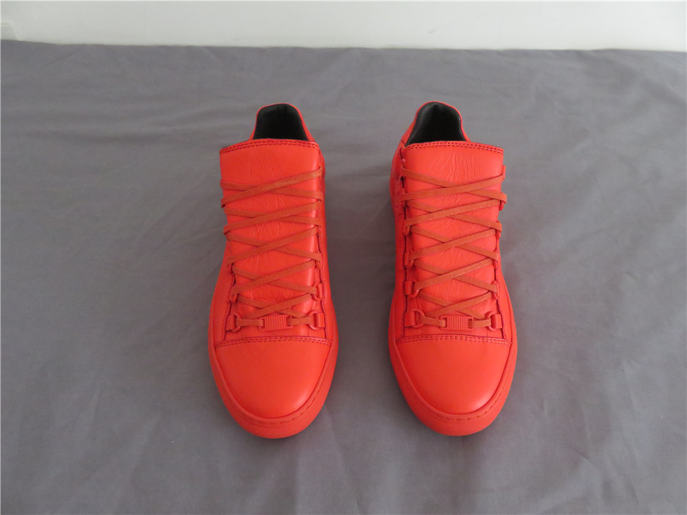 Super Perfect Balenciaga Arena Orange Red Leather Low Sneakers