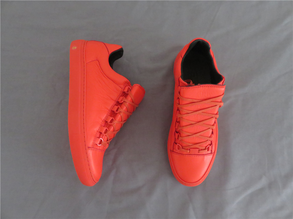 Super Perfect Balenciaga Arena Orange Red Leather Low Sneakers