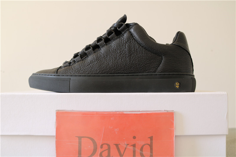 Super Perfect Balenciaga Arena Black Embossed Leather Low Sneakers