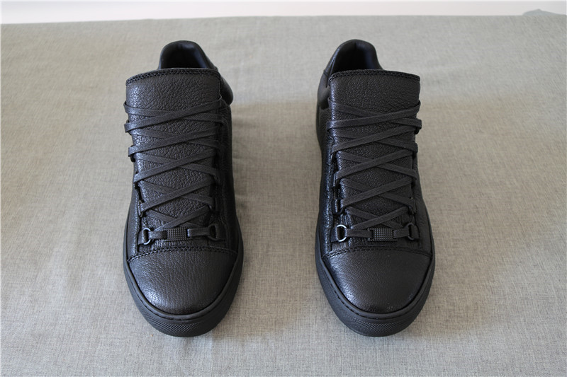 Super Perfect Balenciaga Arena Black Embossed Leather Low Sneakers