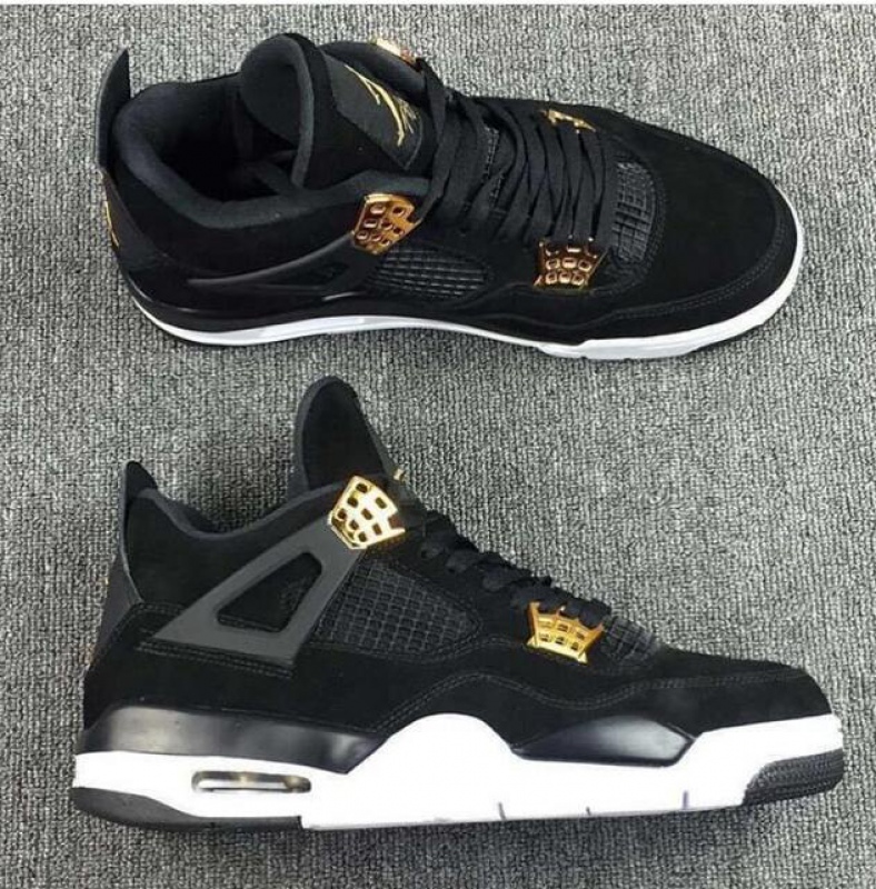 Authentic Air Jordan 4 "Royalty" In Black Gold