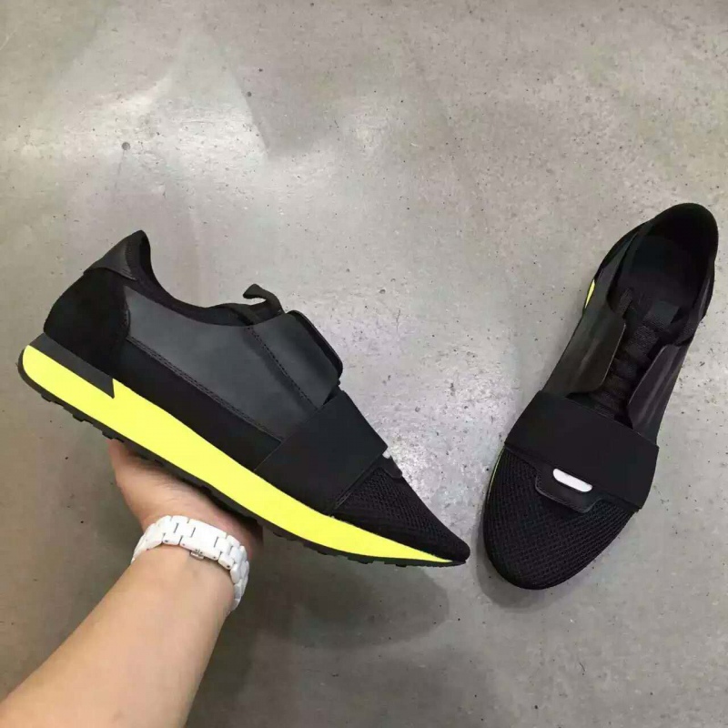 Super Perfect Balenciaga Yellow Sole Race Runner Sneaker Shoes Black