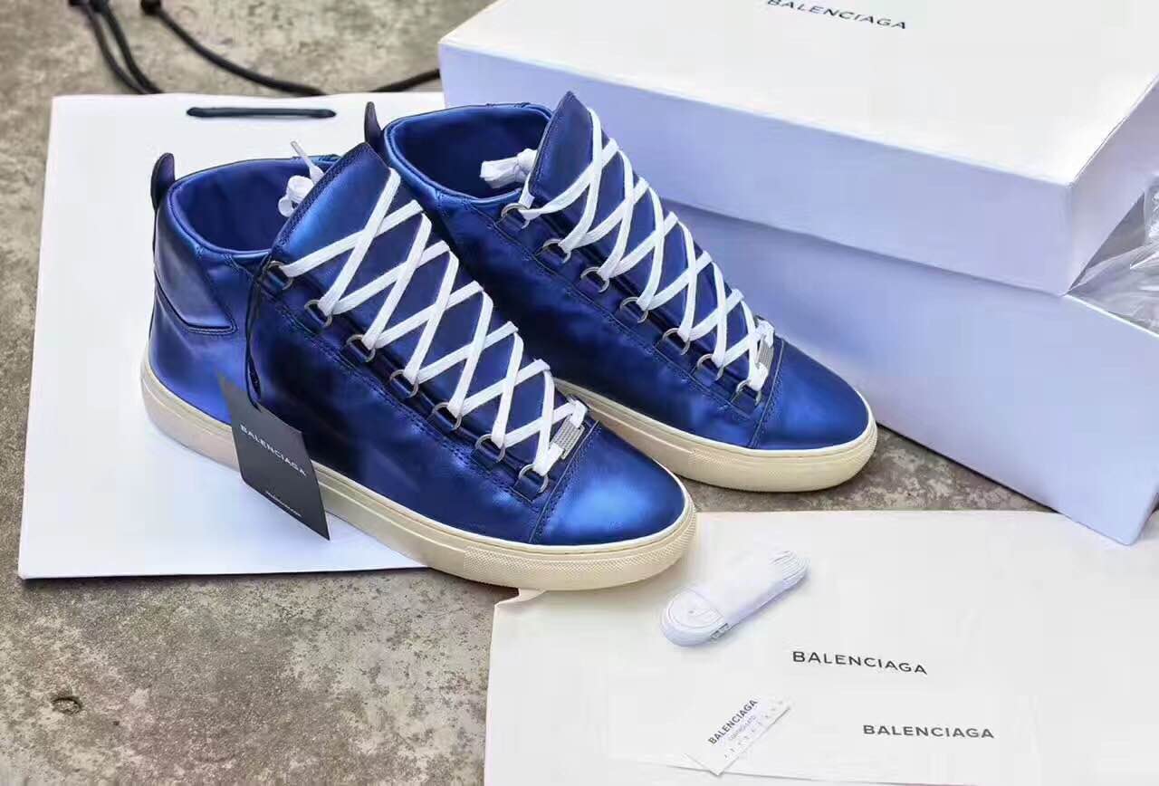 Super Perfect Balenciaga Arena Blue High Sneakers