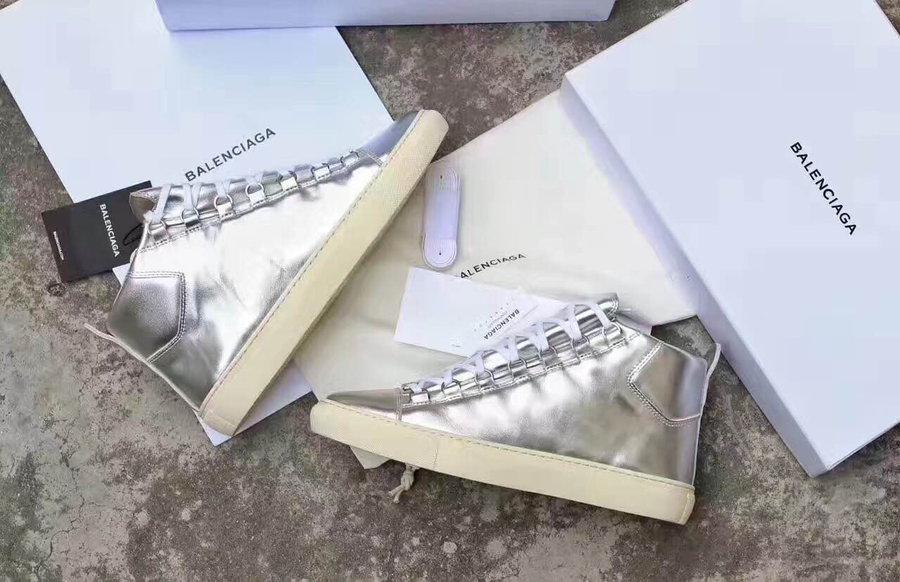 Super Perfect Balenciaga Arena Silver High Sneakers