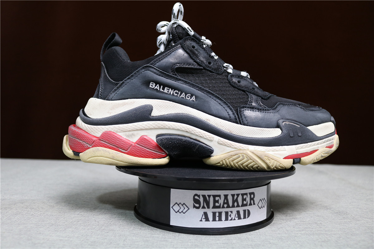Nib Balenciaga Black/Red Triple S Trainer Sneakers