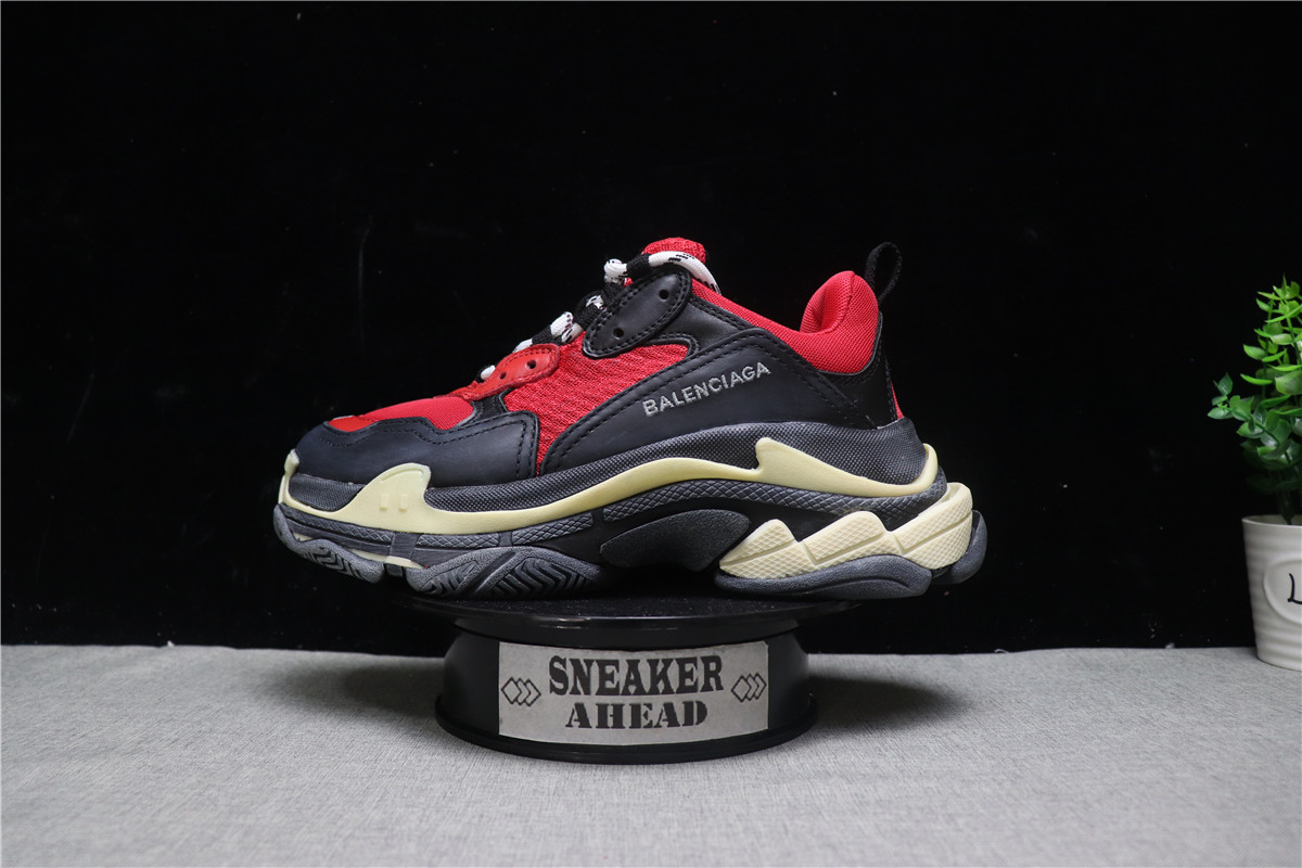 Balenciaga Triple S Red Black (Pre-distressed)