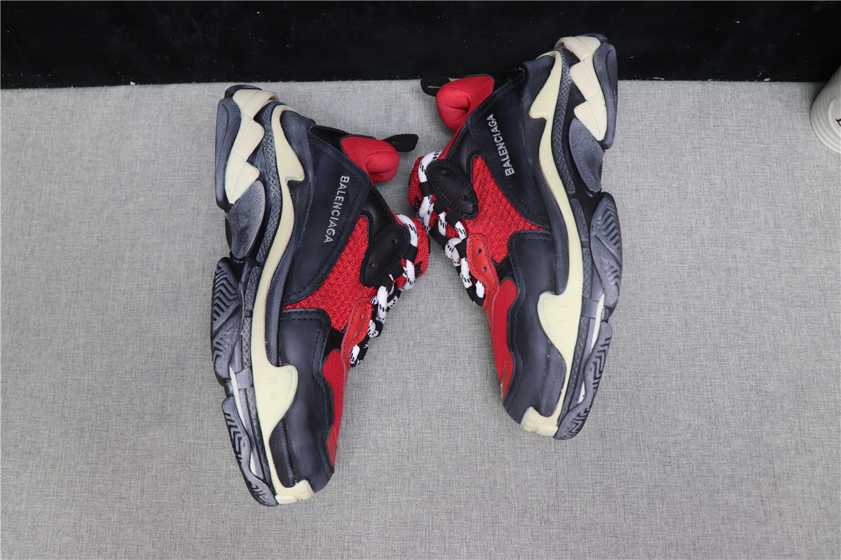 Balenciaga Triple S Red Black (Pre-distressed)