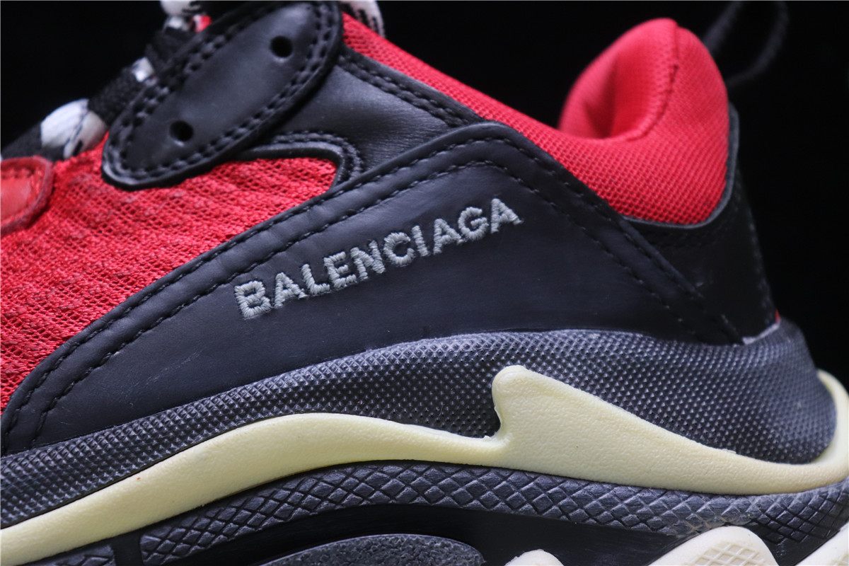 Balenciaga Triple S Red Black (Pre-distressed)