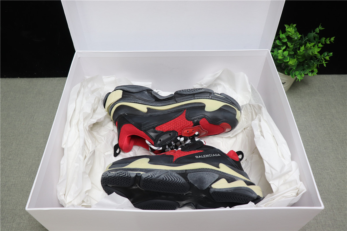 Balenciaga Triple S Red Black (Pre-distressed)