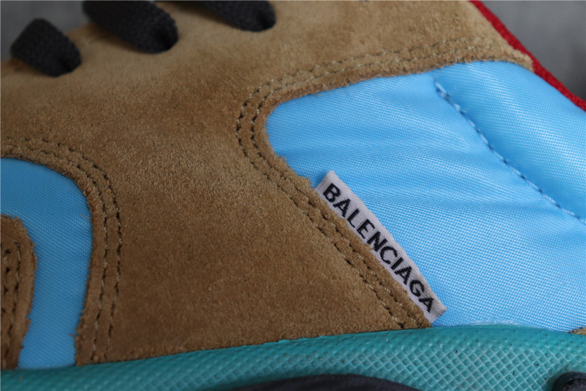 Balenciaga Blue Brown Triple S Trainer Sneakers