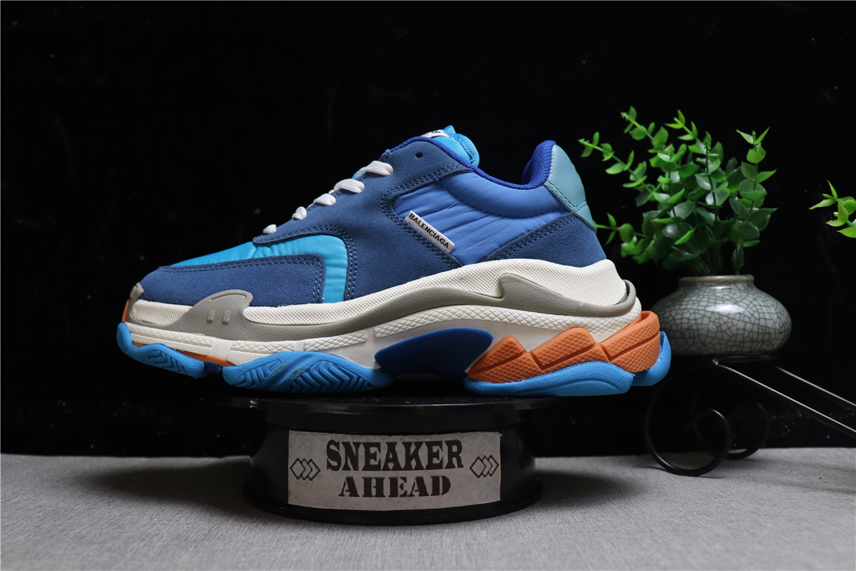 Balenciaga Triple S Trainer Sneakers Blue Orange