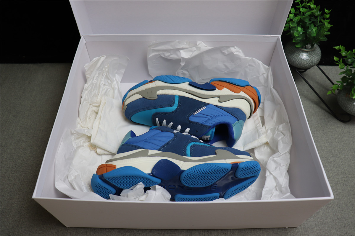Balenciaga Triple S Trainer Sneakers Blue Orange