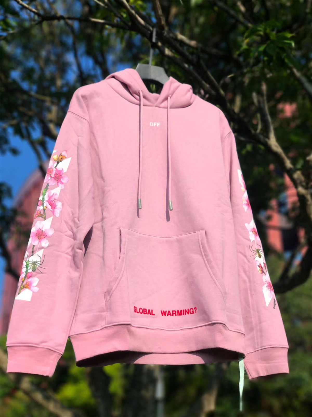 Off White OW Pink Long Sleeve Hoodie