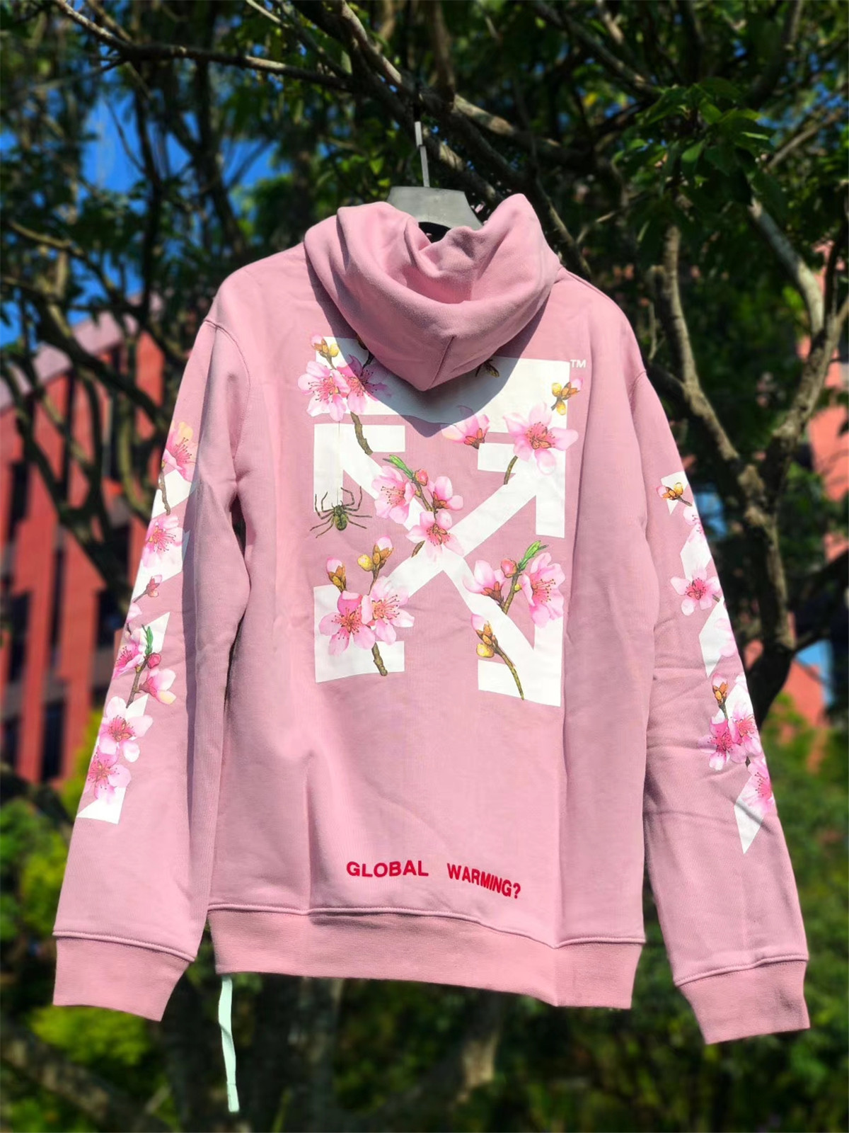 Off White OW Pink Long Sleeve Hoodie