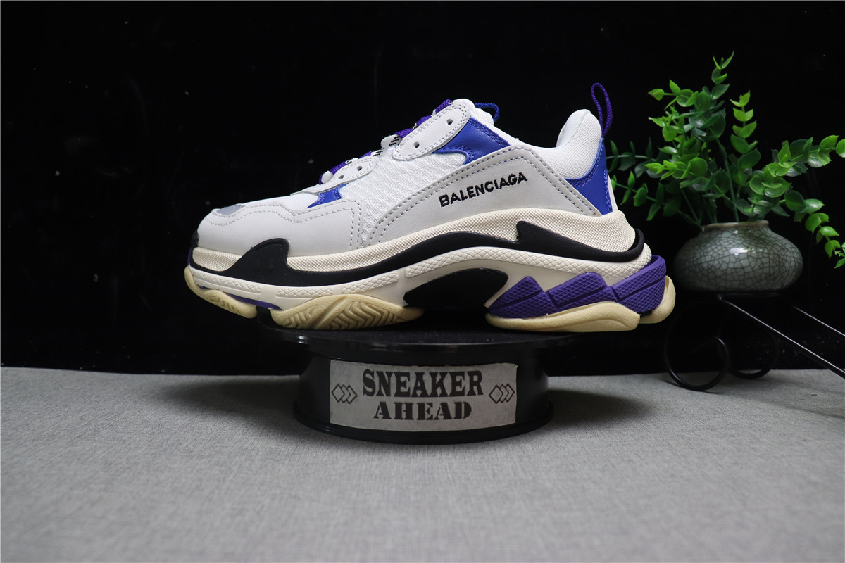 Balenciaga Triple S Trainer Sneakers White Purple