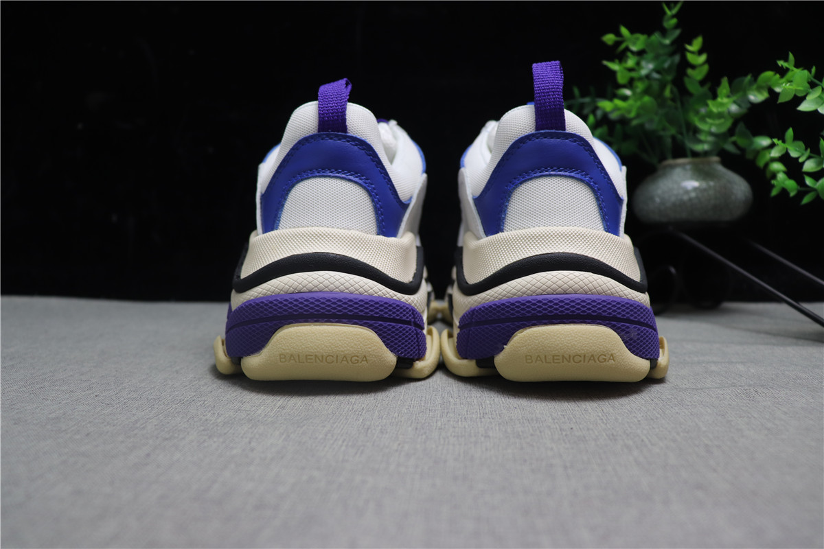 Balenciaga Triple S Trainer Sneakers White Purple