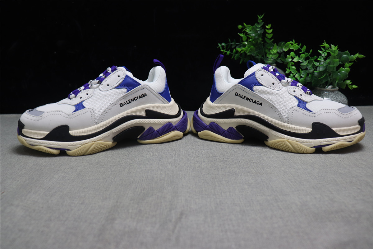 Balenciaga Triple S Trainer Sneakers White Purple