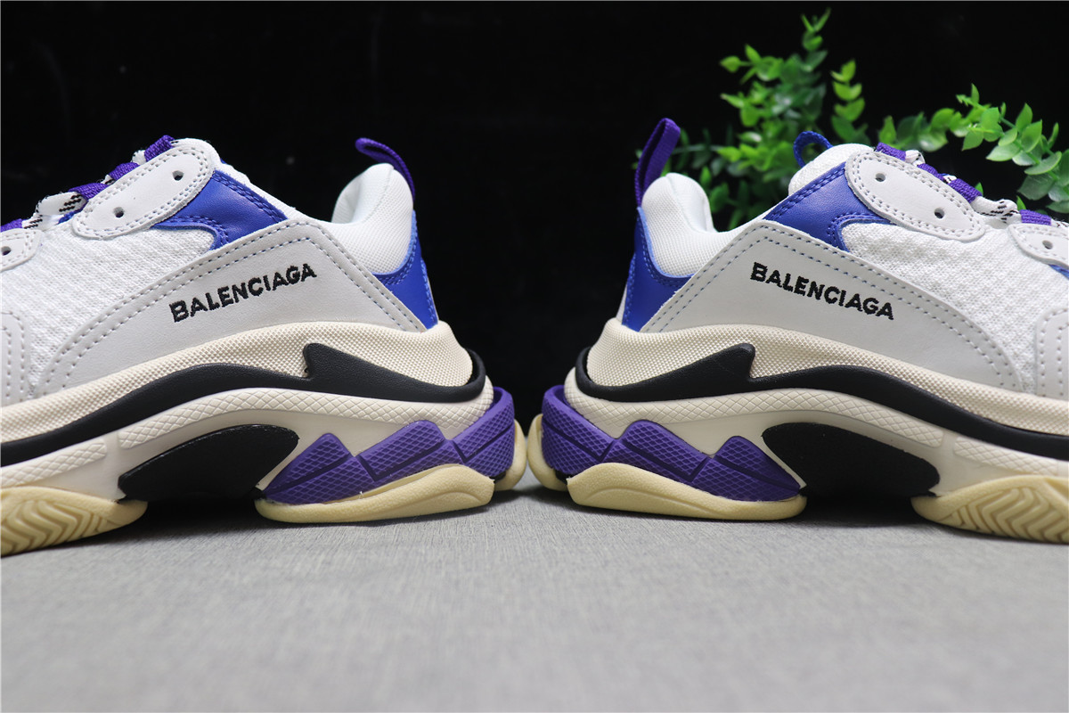 Balenciaga Triple S Trainer Sneakers White Purple