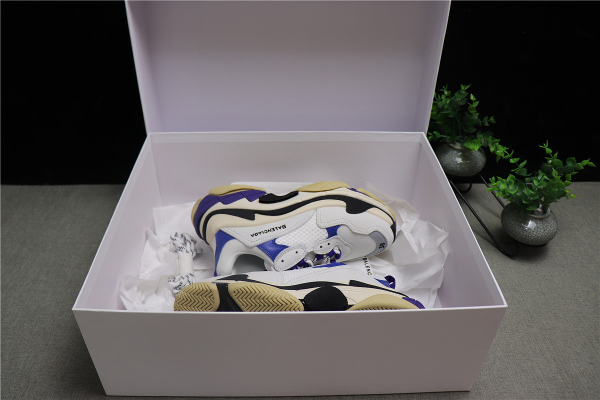 Balenciaga Triple S Trainer Sneakers White Purple