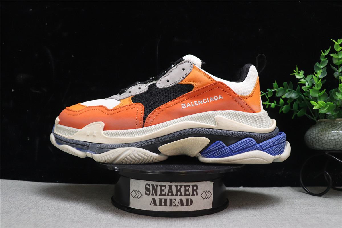 Balenciaga Orange Grey Triple S Trainer Sneakers
