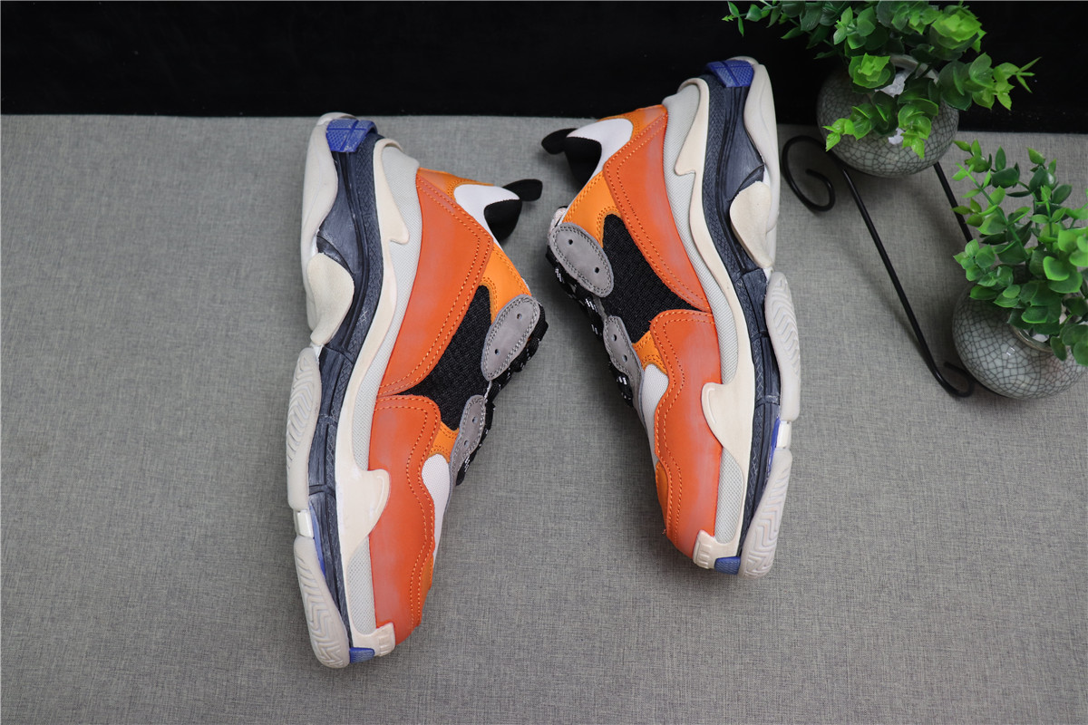 Balenciaga Orange Grey Triple S Trainer Sneakers