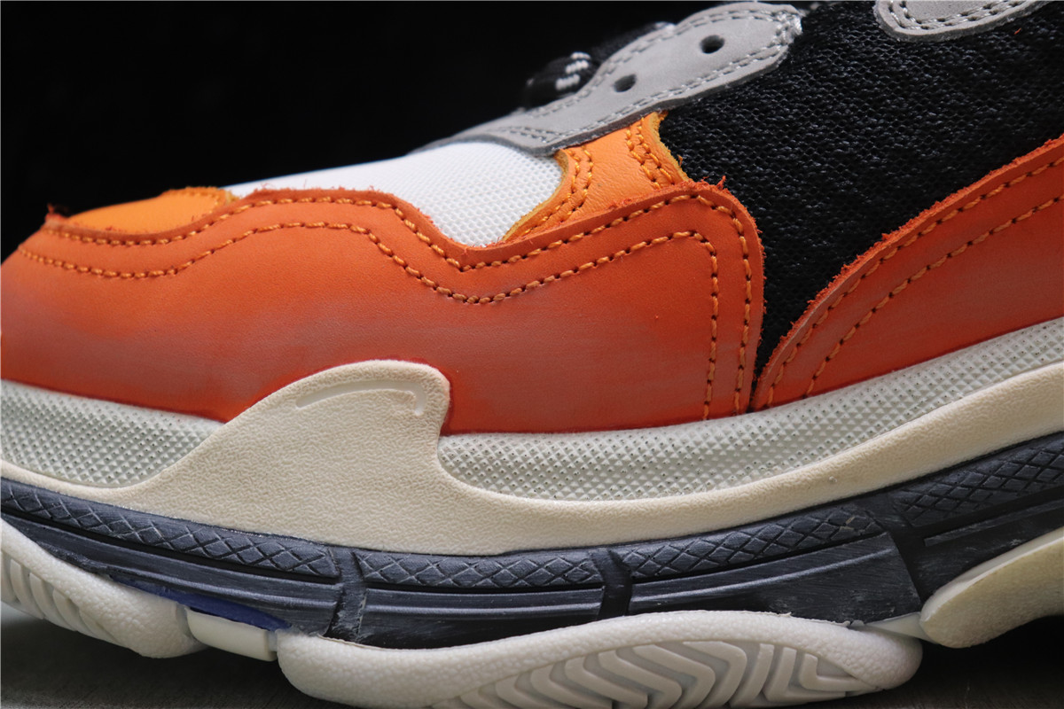 Balenciaga Orange Grey Triple S Trainer Sneakers