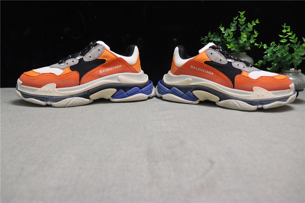 Balenciaga Orange Grey Triple S Trainer Sneakers