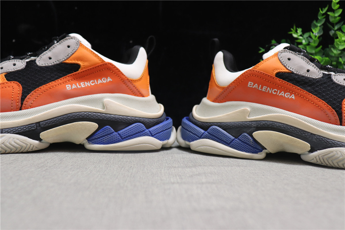 Balenciaga Orange Grey Triple S Trainer Sneakers