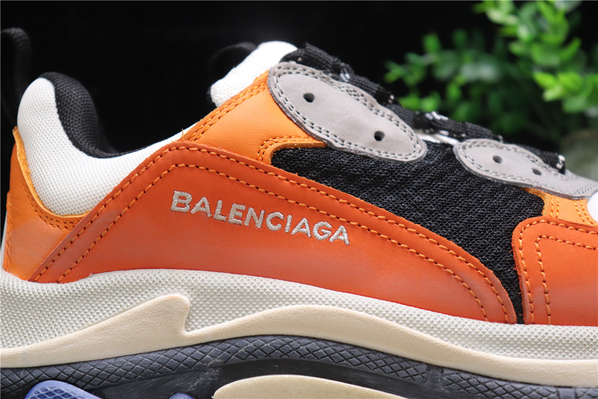 Balenciaga Orange Grey Triple S Trainer Sneakers