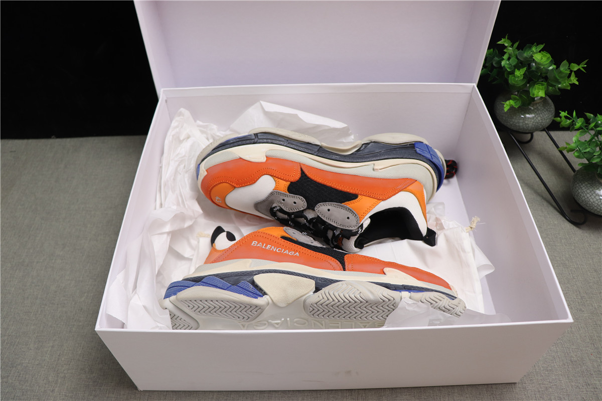 Balenciaga Orange Grey Triple S Trainer Sneakers