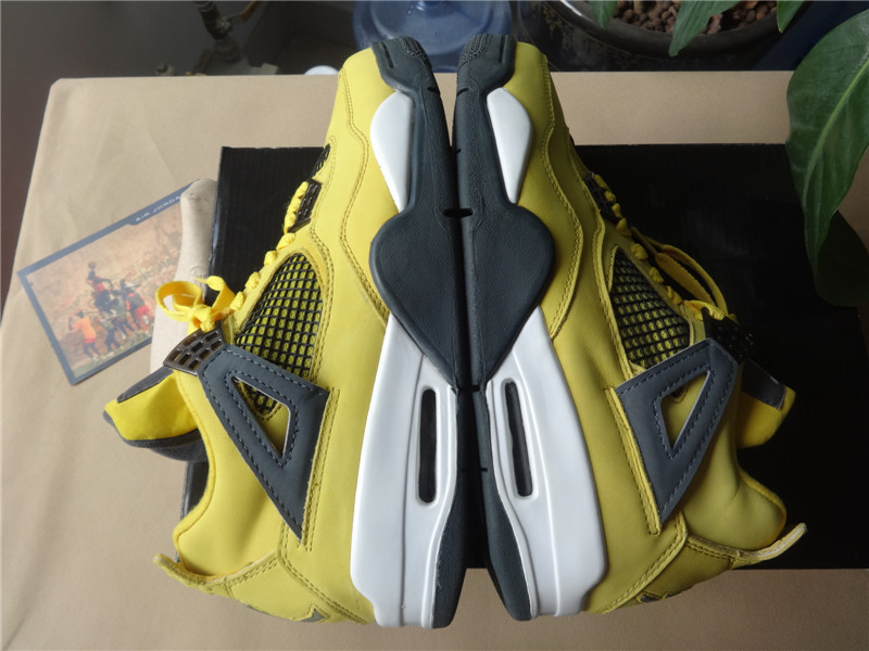 Authentic Air Jordan 4 (Iv) Retro Ls Lightning Tour Yellow Dark Blue Grey White