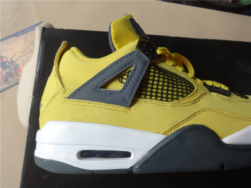 Authentic Air Jordan 4 (Iv) Retro Ls Lightning Tour Yellow Dark Blue Grey White