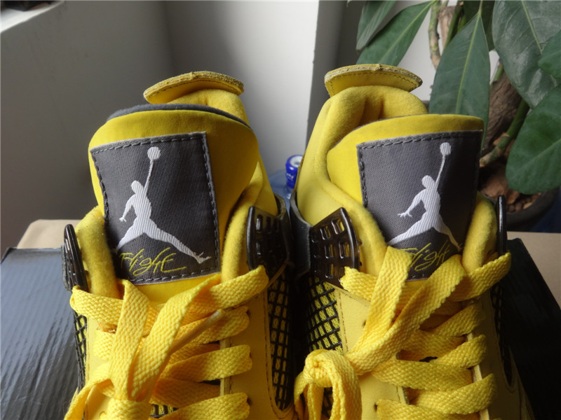 Authentic Air Jordan 4 (Iv) Retro Ls Lightning Tour Yellow Dark Blue Grey White